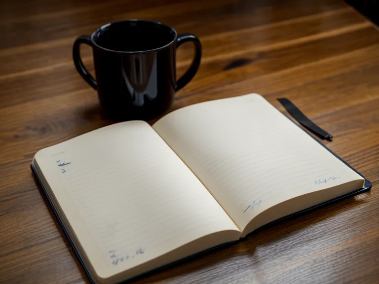 Notizbuch und Kaffeetasse auf dem Dielenboden, in dem Beobachtungen zur Angstkatze aus dem Tierkommunikation Basis Kurs festgehalten werden.